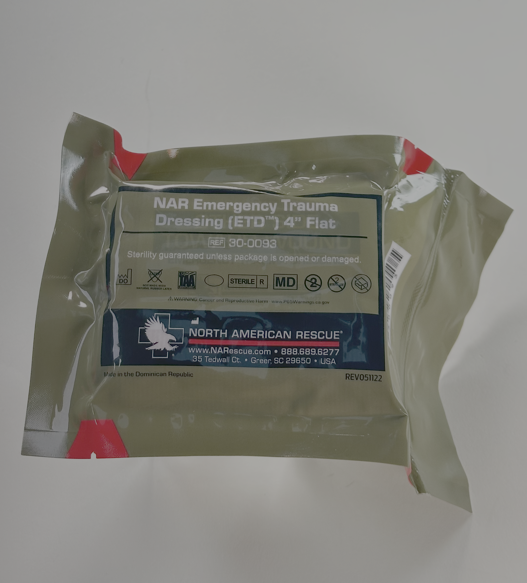 North American Rescue Emergency Trauma Dressing ETD 4-inch Flat