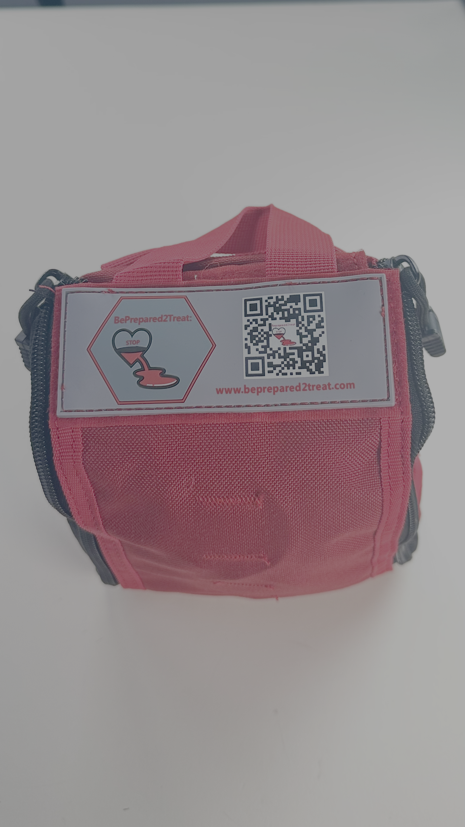 BePrepared2Treat Red IFAK closed front view with BP2T QR code identification patch